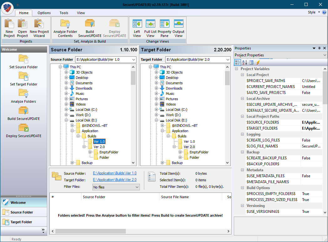 SecureUPDATE ZAXAO CORPORATION - Setting up Source and Target Folders