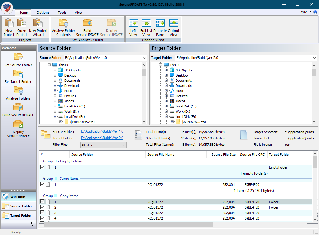 SecureUPDATE ZAXAO CORPORATION - Filter and Select items from Target Folder